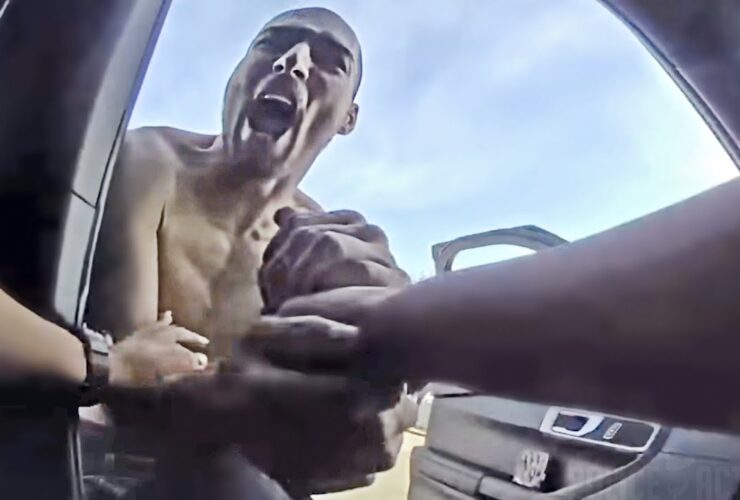 Shirtless Suspect Steals Gun From Female Cop