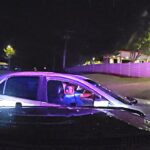 Suspect Drives Through Front Yards and Crashes into Fence During Police Pursuit