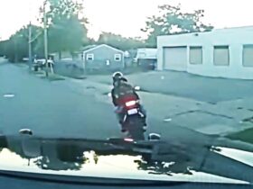 Cop Takes Down Fleeing Motorcyclist After High Speed Pursuit
