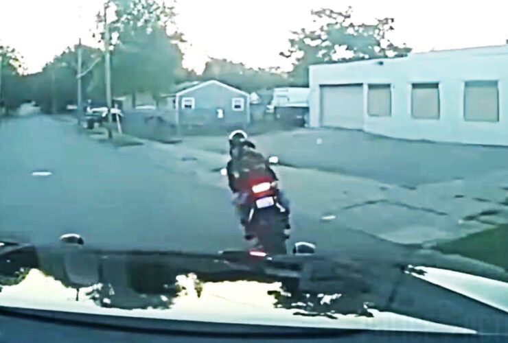Cop Takes Down Fleeing Motorcyclist After High Speed Pursuit