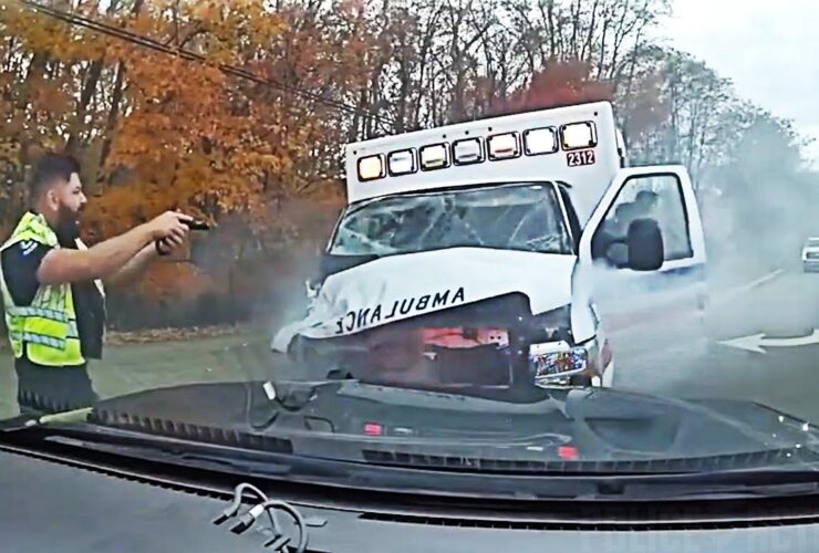 Man Steals Ambulance With Paramedic and Patient inside Before Fiery Crash