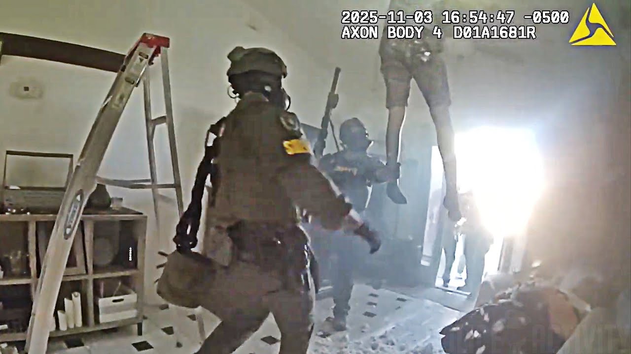 Barricaded Suspect Hiding From SWAT Falls Through Ceiling Into Their Arms