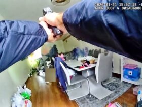 Officer Kicks Door Open Then Fires as Armed Suspect Forces Family Inside