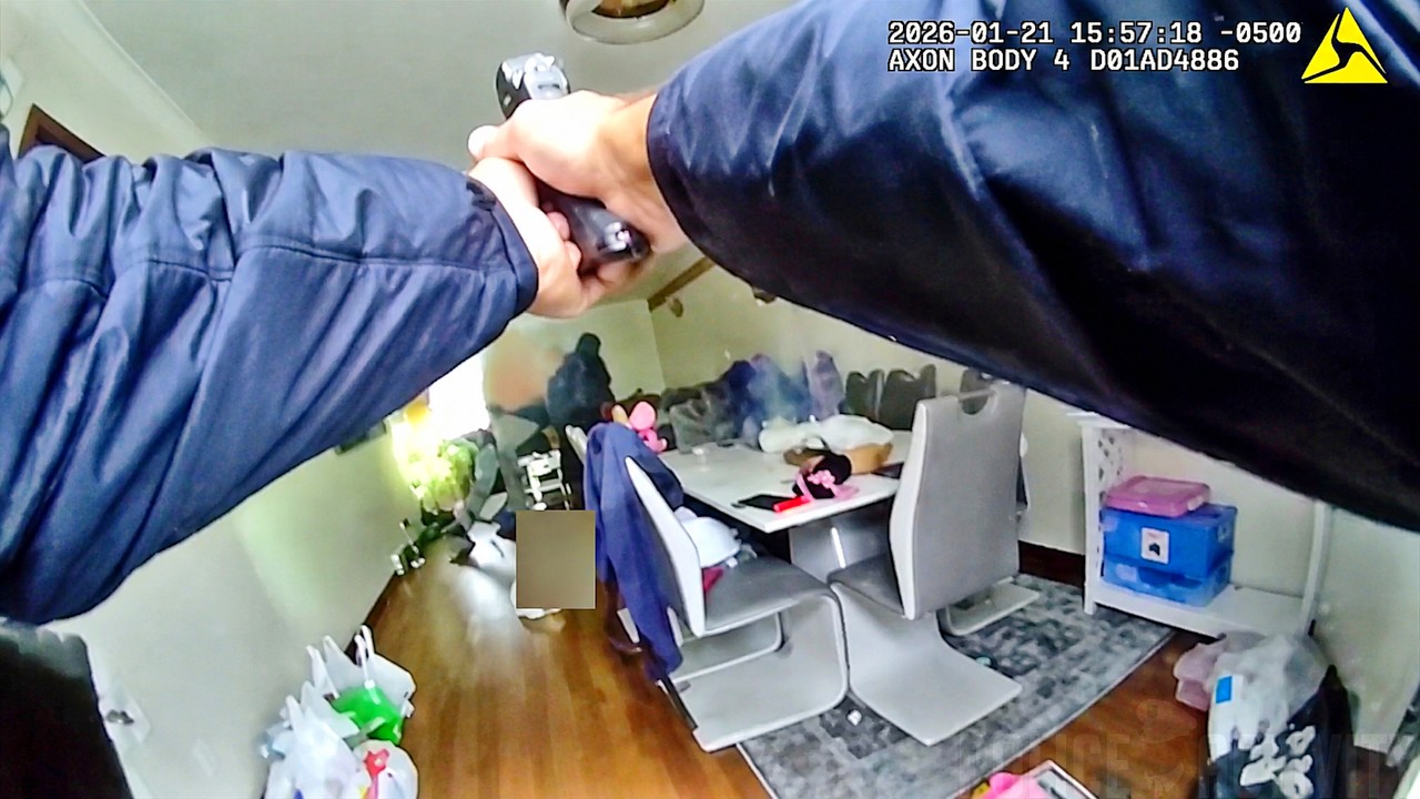 Officer Kicks Door Open Then Fires as Armed Suspect Forces Family Inside