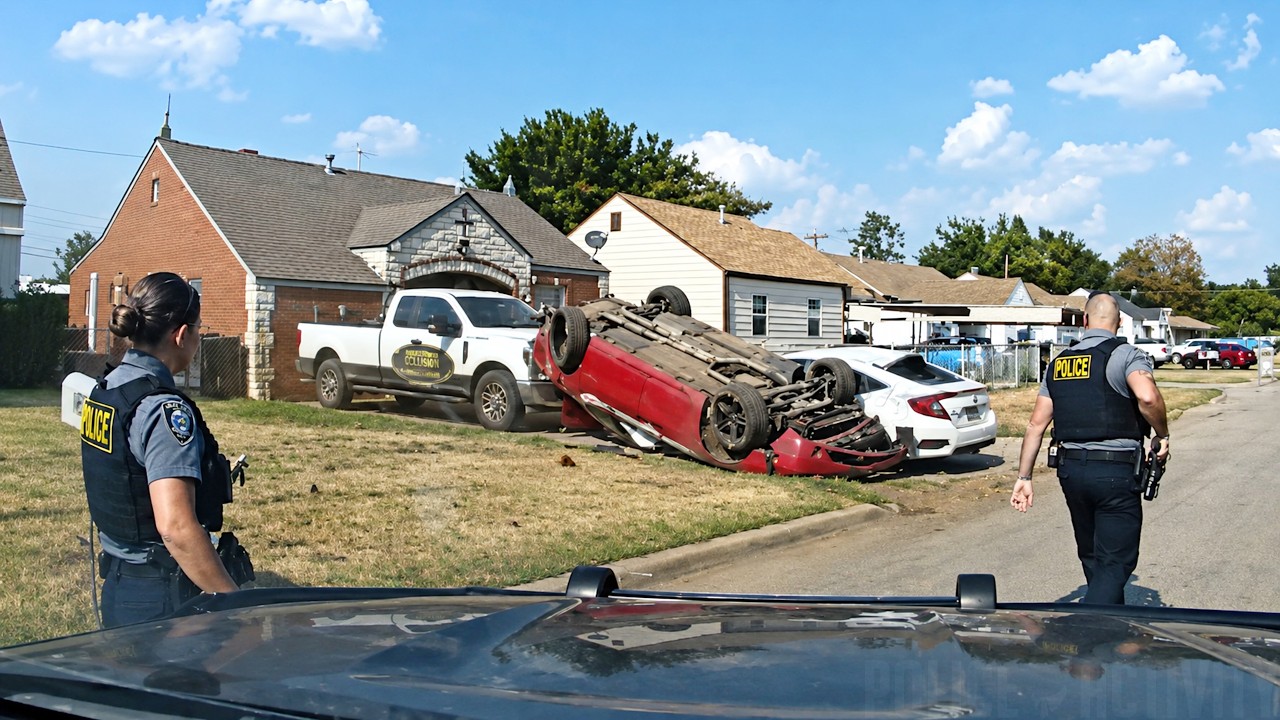 Police Pursuit Ends After Dodge Challenger Slams into Cars